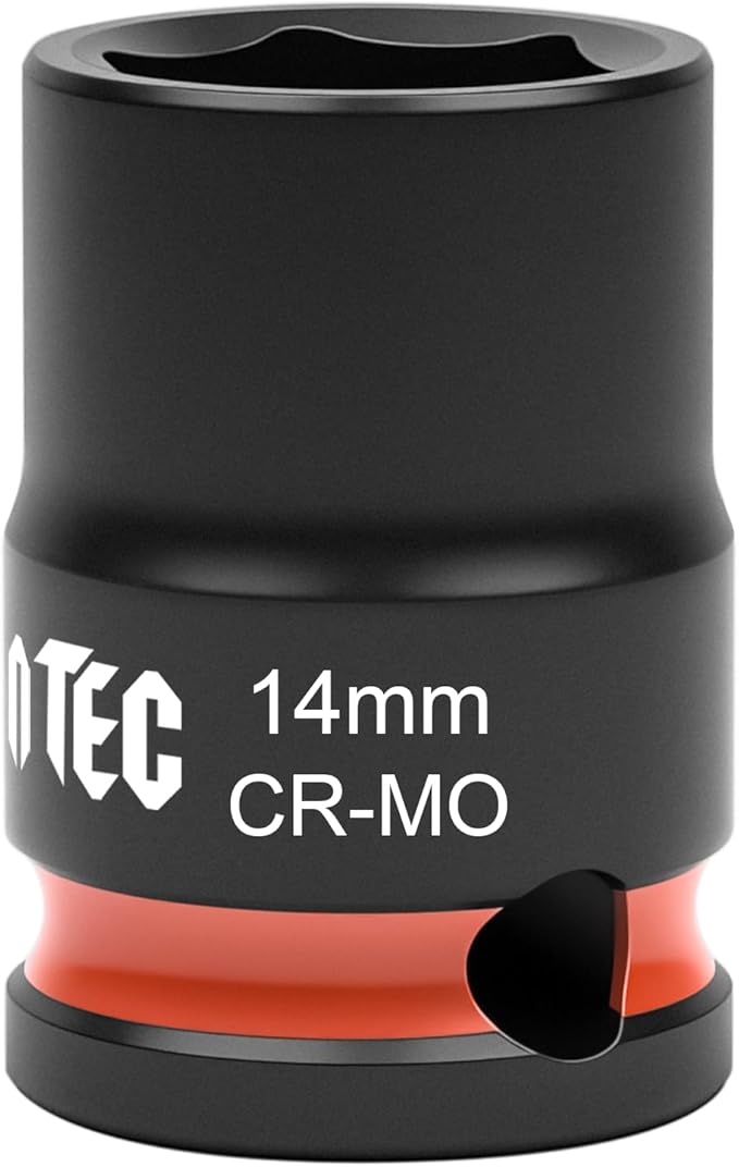 6-Point Shallow Impact Socket, 3/8-Inch Drive 14mm Socket, Cr-Mo,Automotive, Truck Maintenance, Heavy Equipment Repair