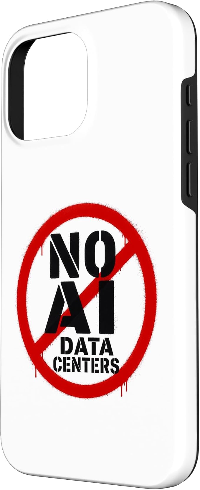 No AI Data Centers ��� Simple Minimal Spray Paint Style Text Case for iPhone 16 Pro Max