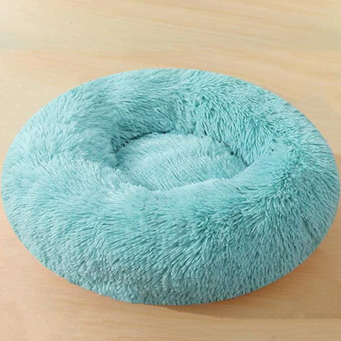 Calming Dog & Cat Bed, 24 Inch Anti-Anxiety Donut Cuddler Cat Bed with Anti-Slip Bottom, Washable Round Fluffy Pet Bed for Small Medium Dogs and Cats (Light Green)