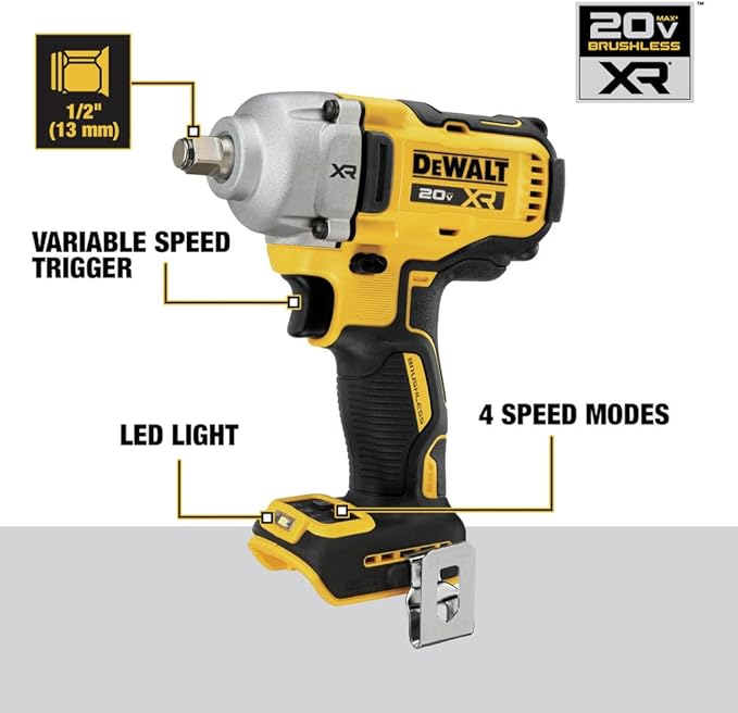 DEWALT 20V MAX Impact Wrench, Cordless, 1/2 inch, 2 Batteries and Charger Included (DCF891P2)