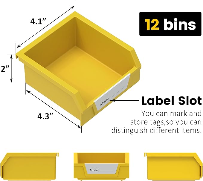 UNITEDPOWER Rotating Storage Bins, Tool Organizer, Hardware Crafts, Small Parts, Nuts and Bolts, Revolving 12 Bins Storage for Workshop, Shed, Garage, Home