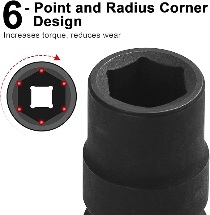 Jetech 3/4 Inch Drive 1-1/4 Inch Standard Impact Socket, Made with Chrome Molybdenum Alloy Steel, Heat Treated, 6-Point Design, SAE