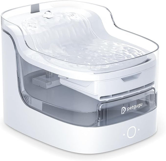 Cat Water Fountain 2L Automatic Pet Water Dispenser for Cats and Dogs 8-Layer Filtration System Wireless Pump 2.4G WiFi Smart Control Food-Grade Material Indoor Pet Water Bowl(PF1L)