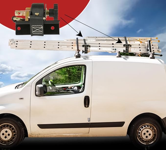 Mytee Products 1-1/2" x 7' Black Ladder Rack Ratchet Straps with J-Hook (2 Pair) - 500 lbs Square Tube Mount - Retractable Ratchet Tie Down Strap for Roof Rack