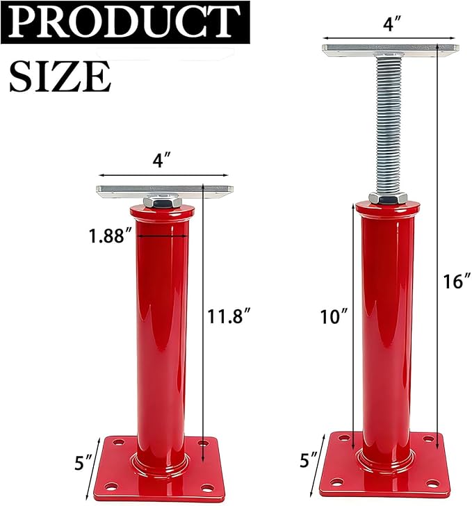 4 Pack House Floor Jack,Hand Jacks for Lifting and Leveling,11.8" - 16" Adjustable Height Range,Load Capacity Up to 11000 lb(Each),Telescoping Jack for Temporary Support