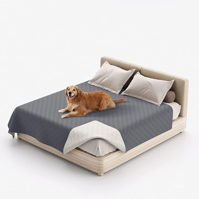 Waterproof Dog Bed Covers for Couch Protection, Water-Resistant Soft Dog Pet Blanket Anti-Slip Dog Blanket for Bed, for Furniture Bed Couch Sofa (Grey,82x102inch)