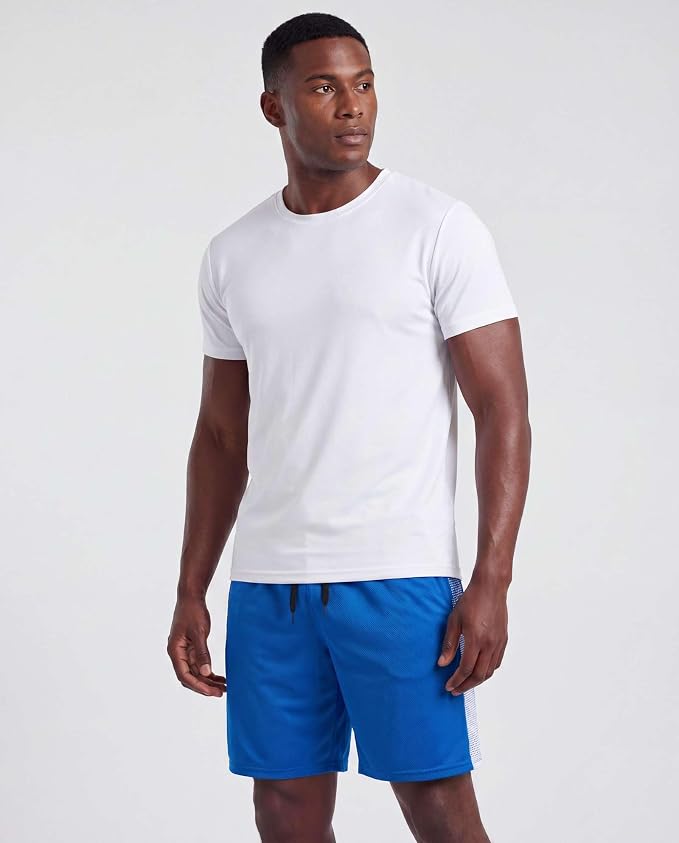5 Pack Men's Mesh Shorts Athletic Basketball Sports Gym Workout Pockets | Cooling Moisture-Wicking, 9", Long, Quick-Dry, Breathable, Elastic Drawstring Waistband. Running, Exercise, Soccer, Training.