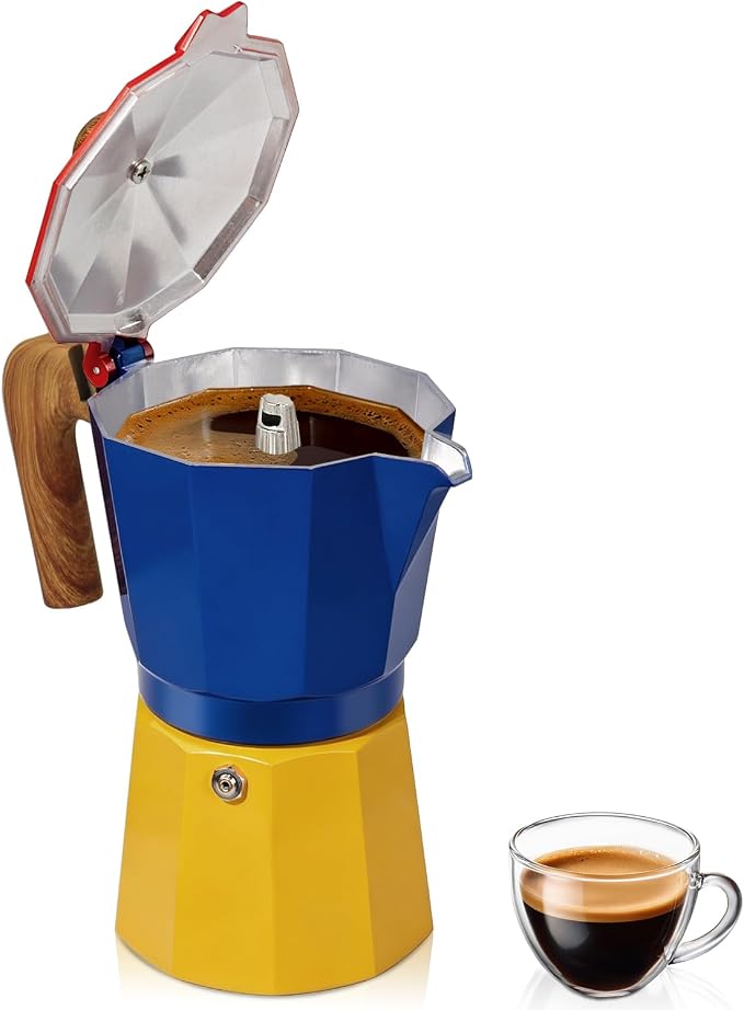 Coffee Maker Stovetop Espresso Maker 3 Cup Aluminum Moka Pot Percolator 5oz 150ml Easy Brewing for Electric Ceramic Stoves Home Camping Italian Cuban Café Classic Sip Sized