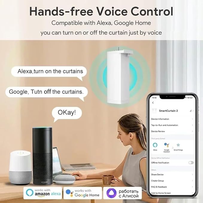 Mini Smart Curtain Track System, WiFi Motorized Curtain Rods Remote Control, Automatic Drapery Opener Compatible with Alexa Google Home, Quiet Electric Tracks (4 meters (157.4 inches))