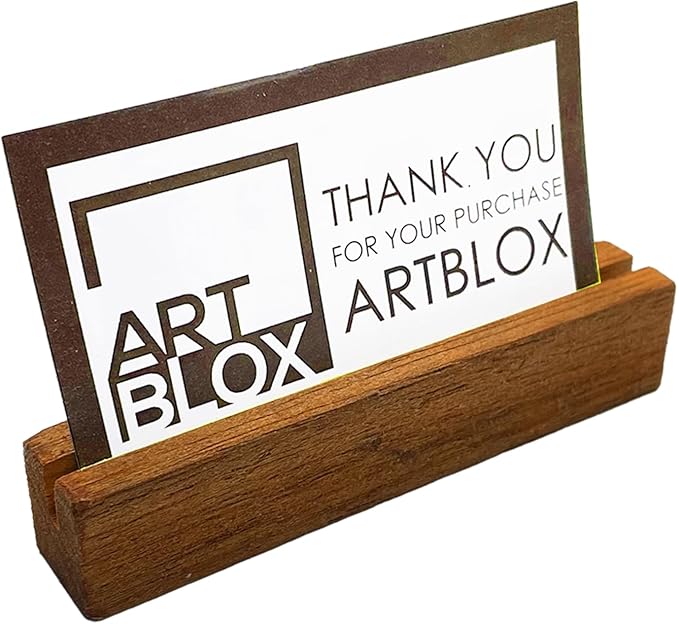 Artblox Personalized Office Desk Name Plate and Business Card Holder | Clear Acrylic Glass with Teak Wood Stand |Mixed Flowers Design Customized with Your Name and Credentials Office Desk Décor