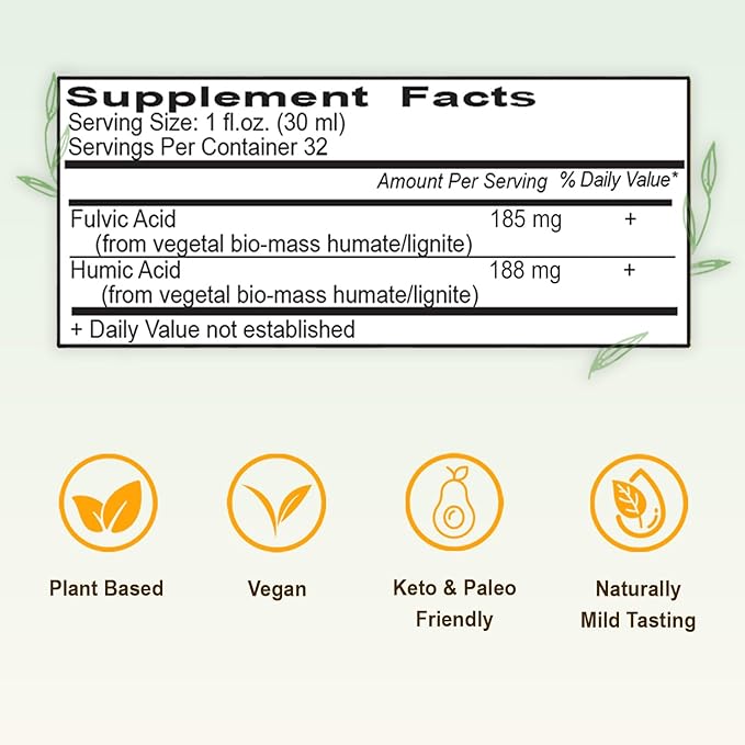 Vital Earth Minerals Fulvic Humic Mineral Blend Liquid 3-Pack – Fulvic Acid Supplement with 70+ Trace Minerals, Electrolytes for Recovery, Balance & Energy, 32 Oz Ea + 1 Oz Cup Ea