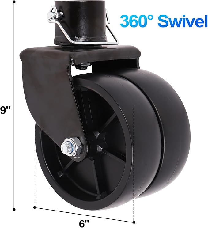 Trailer Jack Wheel with Pin - 6" Dual Wheel Jack Caster Wheel Capacity 2000lbs fits Any Jack Better Soft Ground Roll Trailer Parts (Black)