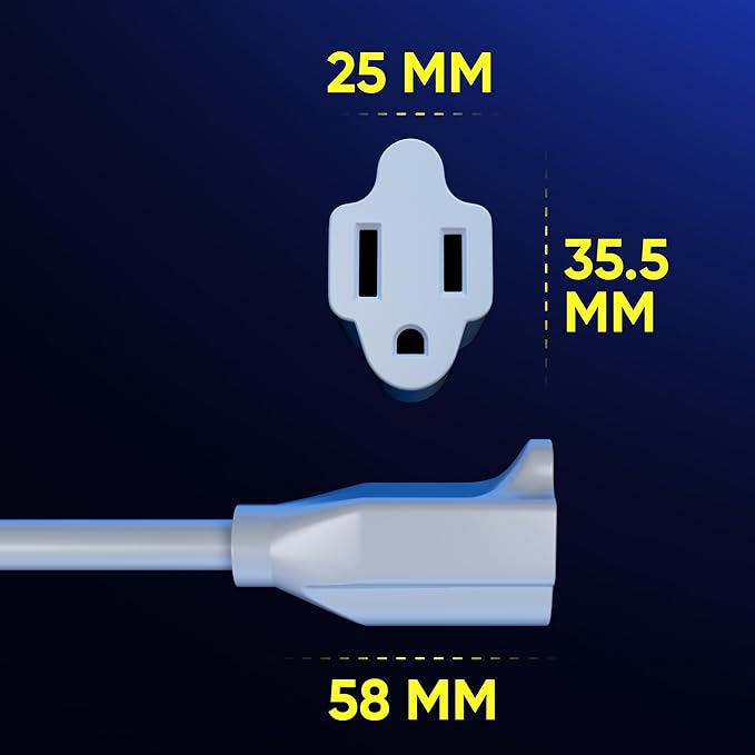 Maximm Cable 15 Feet 14Awg 360° Rotating Flat Plug Extension Cord/Wire, 3 Prong Grounded Wire, Heavy Duty Extension Cord - UL Certified - White