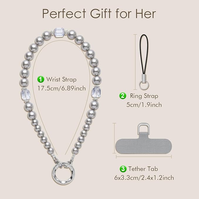 SURPHY Phone Charm, Handmade Beaded Phone Wrist Strap with Tether Tab | Phone Charm Strap, Phone Chain with Premium Metal Buckle, Wrist Strap Fits Cellphone Cases, Wallets, Bags, Keys