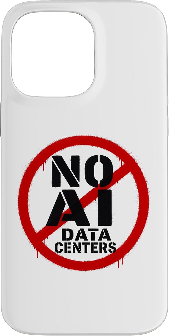 No AI Data Centers ��� Simple Minimal Spray Paint Style Text Case for iPhone 14 Pro Max