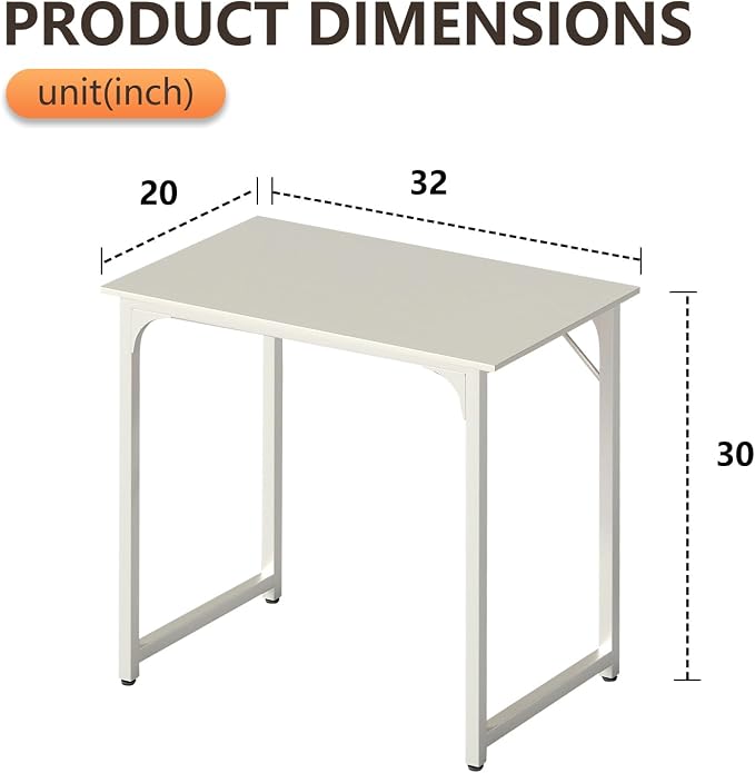 BestOffice Computer Desk,Home Office Desk, Modern Simple Style for Home Office Study Writing (White, 32 Inch)