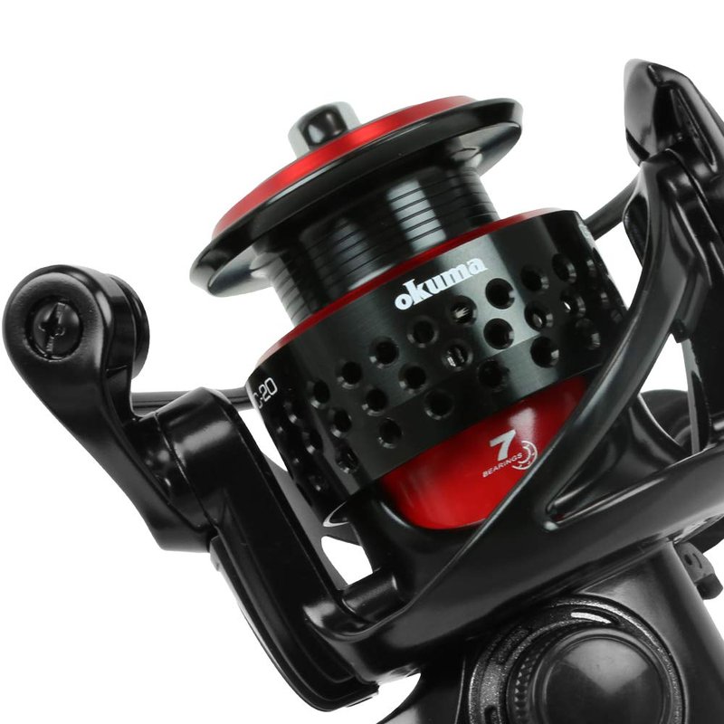 okuma Ceymar Spinning Reel Size 10 - 5Lb Max Drag Pressure, Black/Red