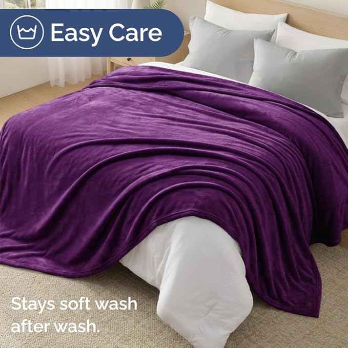 Fleece Blanket Queen Size - Ultra-Soft Flannel Fleece Blanket - Purple | Soft, Warm, Outdoor Picnic Blanket for Camping, Travel, Lightweight, Cozy, Anti-Static, Home Decor Gifts for Men & Women