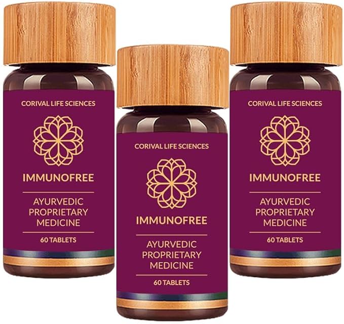Immunofree Herbal Supplement for Immune Support - Natural Potent Blend of Tulsi, Kalmegh, Yashtimadhu & Giloy for Immune Boost - 100% Vegan - 60 Tablets- Pack of 3