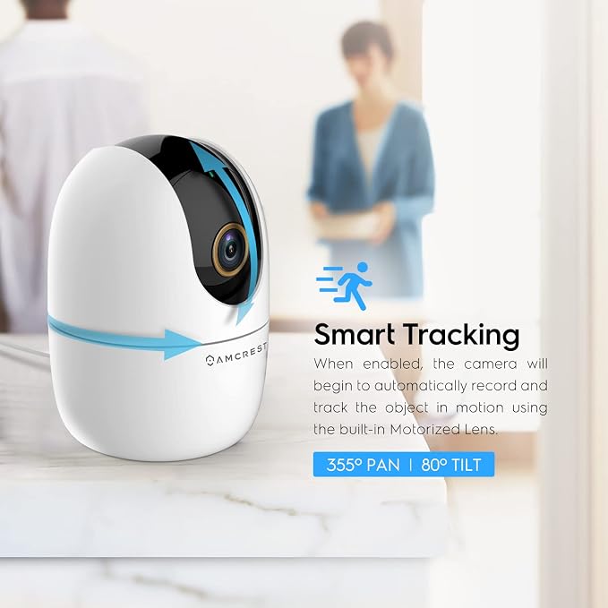 Amcrest 4MP WiFi Camera Indoor Camera, Sound & Baby Monitor, Human & Pet Detection, Motion-Tracking, w/ 2-Way Audio, Phone App, Pan/Tilt Wireless IP, Night Vision, Smart Home ASH41-W