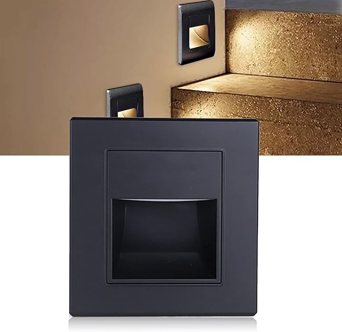 Keenso Integrated Step Light, Soft Warm Lighting for Bedside Hallway Stairs, 3 Pieces 3000K Step Lamp