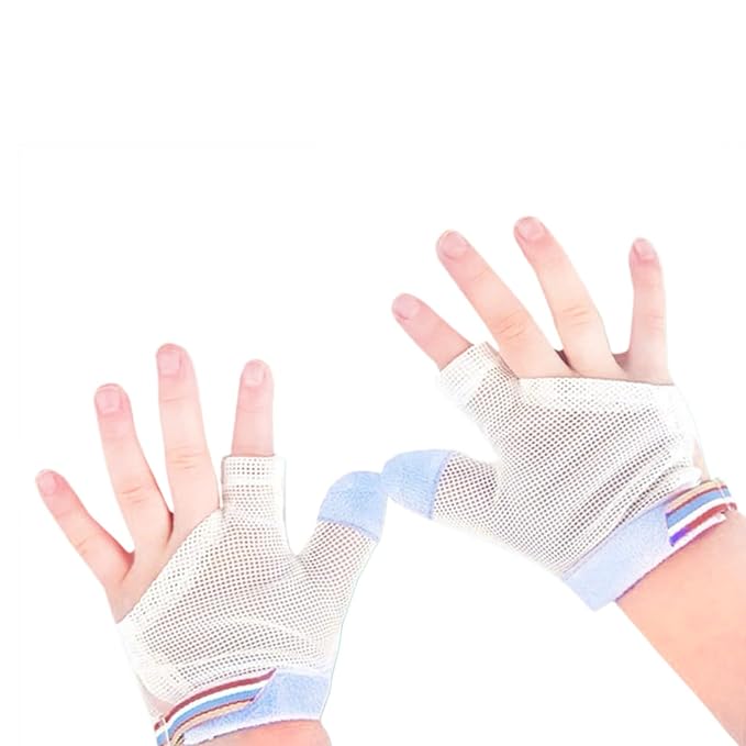 Thumb Sucking Guard for Kids with Finger Sucking Guard Gloves to Stop Thumb Sucking Deterrent Gloves for Ages 6 Months to 8 Years (Blue, XS)