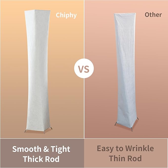 chiphy Floor Lamp, Dimmable 64" Tall Standing Lamp, 3 Levels Adjustable Brightness 12Wx2 LED Bulbs, Column Floor Light White Fabric Shade, Home Decor for Living Room, Bedroom, Kids Room