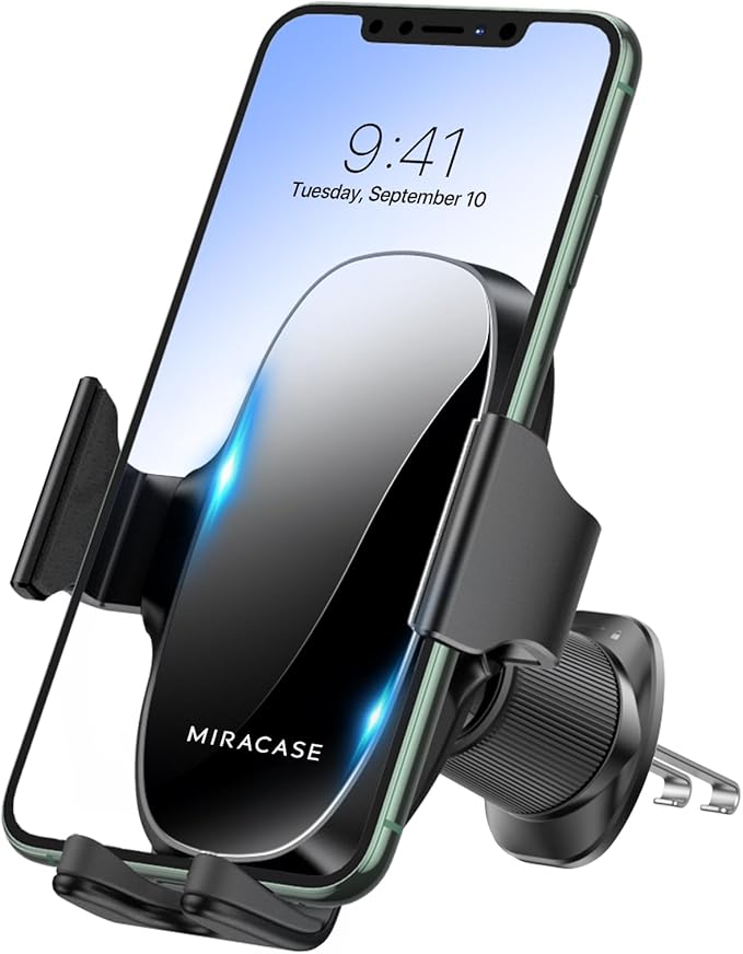 Miracase Phone Holders for Your Car with Metal Hook Clip, Air Vent Cell Phone Car Mount, Hands Free Universal Automobile Cradle Fit for iPhone Android and All Smartphones, Classic Black