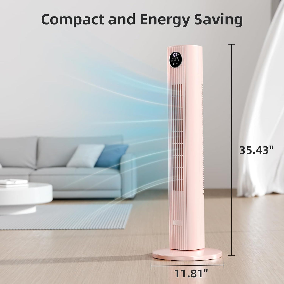 Antarctic Star 36" Tower Fan, Quiet Oscillating Cooling Fan with 12H Timer & Remote Control, 4 Modes & 3 Speeds Bladeless Standing Fan for Bedroom, Home Office & Indoor Living, Space-Saving, Pink