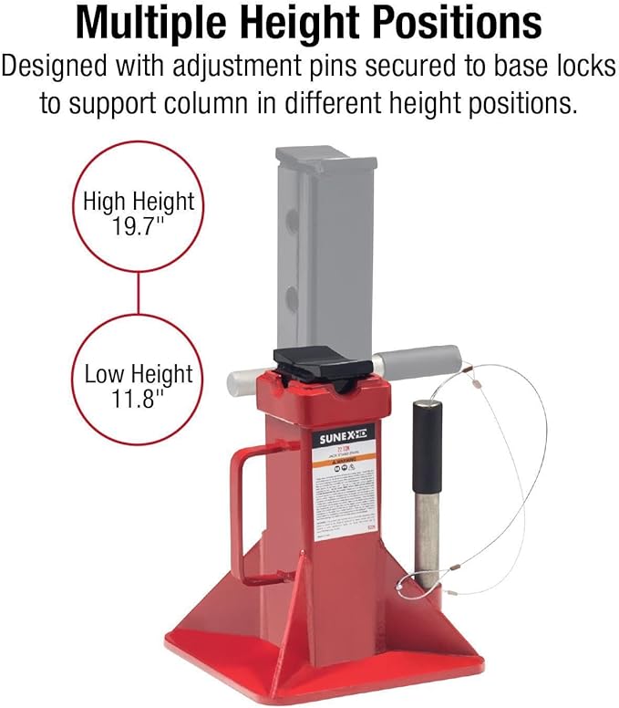 SUNEX TOOLS 1522A 22-Ton Jack Stands, Pair