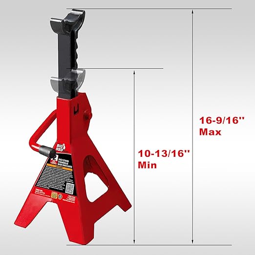 Big RED AT42002R-2 Torin Steel Car Jack Stands (1 Pair): 2 Ton (4,000 lb.) Capacity, Red