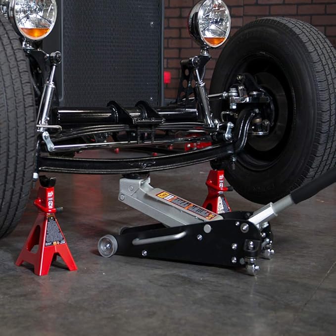 Torin Floor Jack,2.5 Ton Aluminum and Steel Hydraulic Low Profile Car Jack with Dual Piston Quick Lift Pump,Lightweight Racing Floor Jack for Vehicle,5,000 lb Capacity,Black,T84025B
