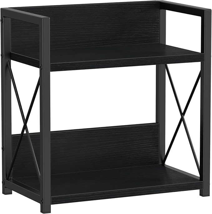 Giikin Countertop Organizer, 2 Tier Coffee Station Organizer for Desktop, Wood Counter Shelf Spice Rack for Kitchen (Black, M)
