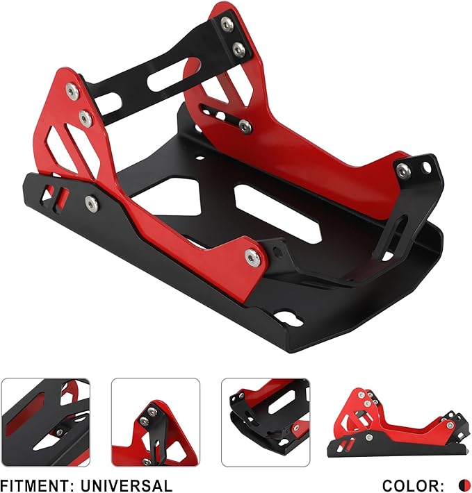 Heavy-Duty Steel Motorcycle Wheel Chock for Trailer Mount | Anti-Rust Black/Red Design | Universal Front Wheel Chock Stand for Dirt Bikes & Motorcycles | Compact & Portable (5.3”H x 10.8”L x 6.1”W)