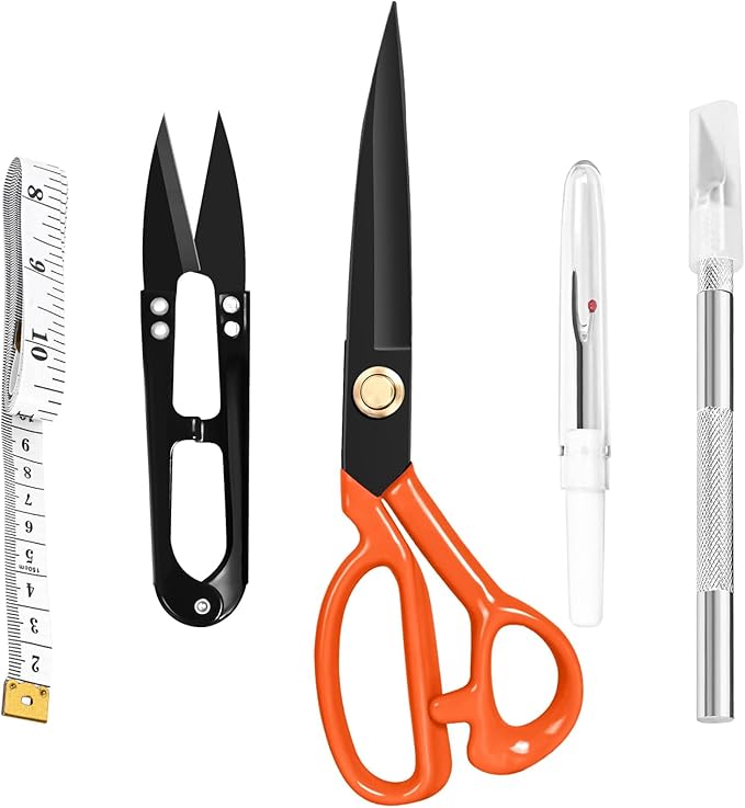 Professional Tailor Scissors Heavy Duty - Multi-Purpose Sewing Fabric Scissors for Leather Cutting Industrial Sharp Shears Home Office Arts, and Crafts (9 Inch) Orange