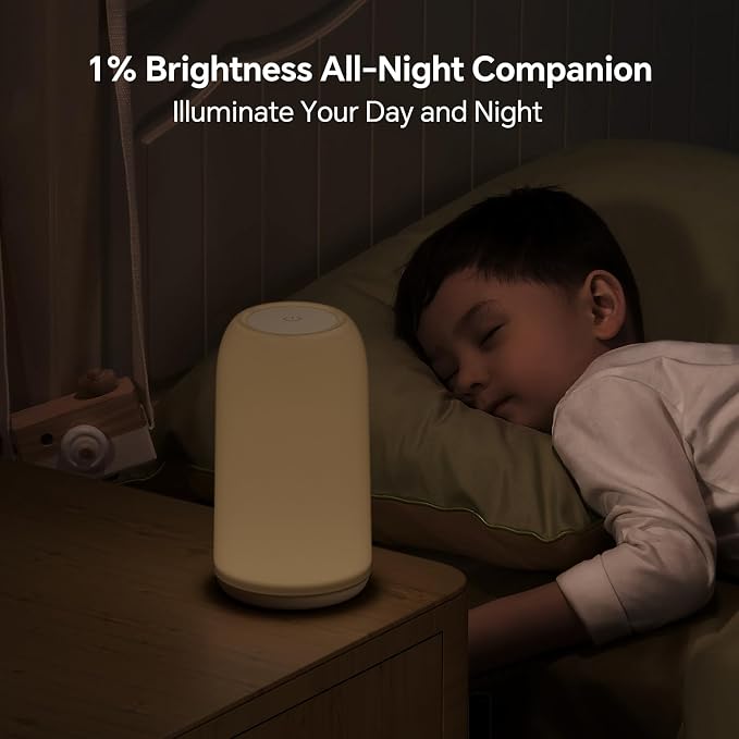 Touch Bedside Table Lamp, [Sleek Design & RGB Mode] 3 Way Dimmable Small Lamp for Bedroom, LED Lamp with Warm White Lights, Multi-Color Smart Nightstand Light for Living Room Home Gifts