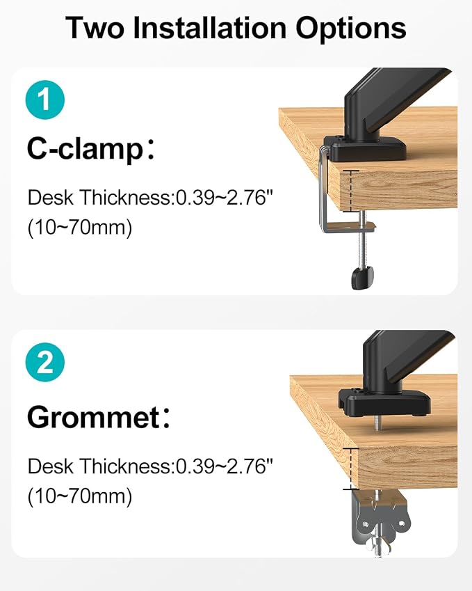 MOUNT PRO Dual Monitor Mount Fits 13 to 32 Inch Screen, Height Adjustable Monitor Stand for 2 Monitors, Full Motion Display Arm Holds up to 19.8lbs Each, Computer Desk VESA Mount, Black