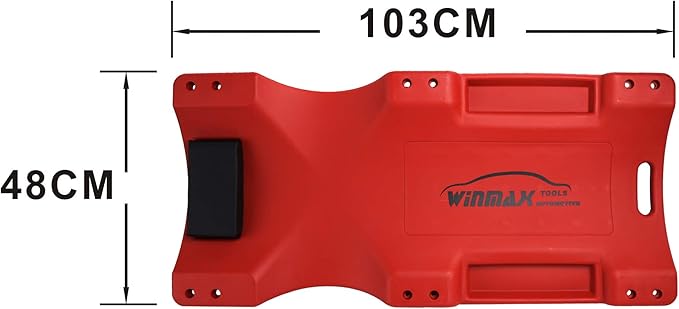 WINTOOLS Low Profile Red 40 Inch Creeper Garage Plastic Rolling Car Repair Mechanic Cart