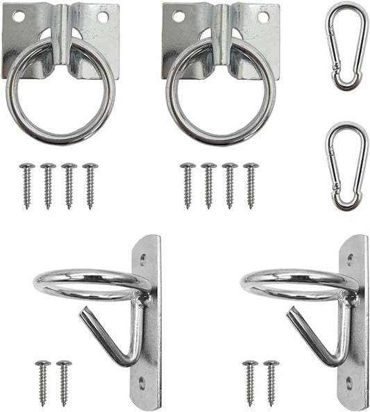 2pcs Cross Tie Ring for Horses Blocker tie Ring with Snap Hooks Stable Door Handle, 2pcs Horse Feed Bucket Hook Water Bucket Holder Horse Stall Accessories Supplies