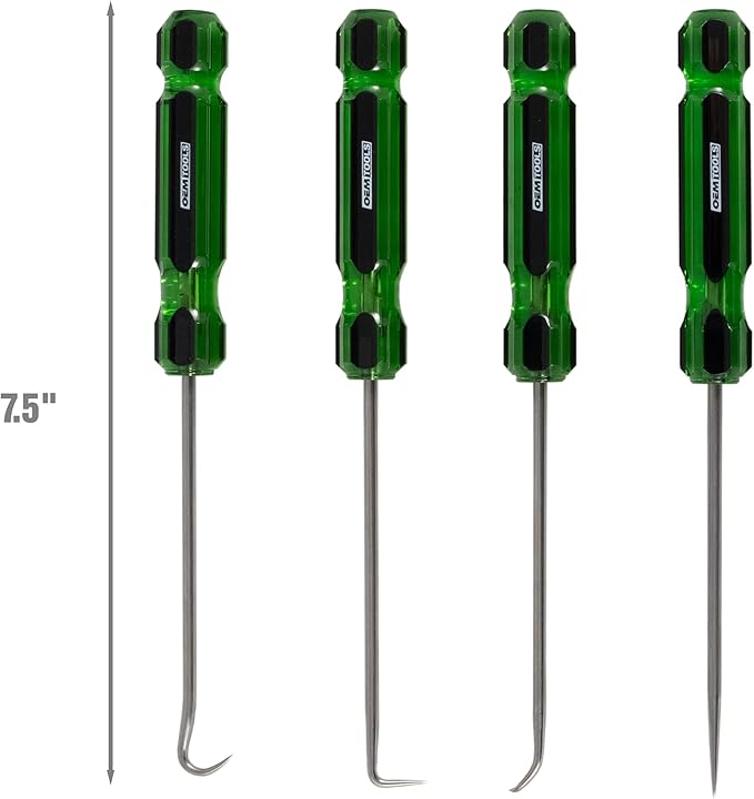 OEMTOOLS 26546 4 Pc Hook & Pick Set – Automotive Seal and O-Ring Removal Tool Kit, Stainless Steel Blades, Acetate Handles, Precision Angles for Cars, Trucks, and DIY