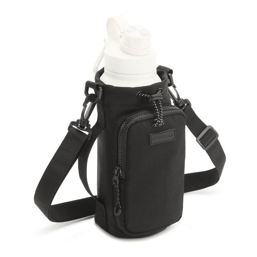 Azarxis Water Bottle Holder with Strap and Multifunctional Front Pocket for Hiking, Camping, Out Sports (Black)