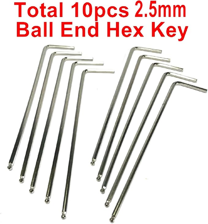 10pcs 2.5mm Ball End Allen Wrench sets,2.5mm Hex Key Wrench set,2.5mm ball end Hex Driver allen key Door Key L Shaped hex wrench set with Long Arm 107mm lengh.2.5mm ball end hex wrench