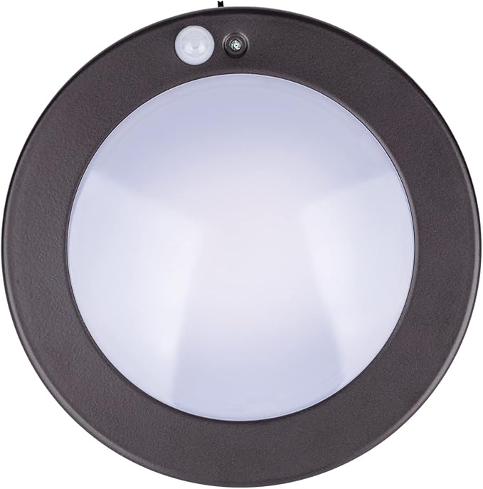 LIT-PaTH LED Flush Mount Ceiling Light, Closet Lighting Fixture with Motion Sensor and Dusk to Dawn, 10.5W, 800 Lumen, 6.2 Inch, Anti-Rust Galvanized Housing, Bronze Finish 5000K 1-Pack