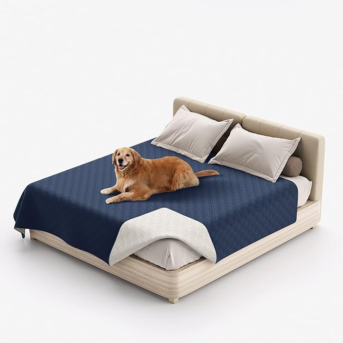 Waterproof Dog Bed Covers for Couch Protection, Water-Resistant Soft Dog Pet Blanket Anti-Slip Dog Blanket for Bed, for Furniture Bed Couch Sofa (Navy Blue,82x102inch)