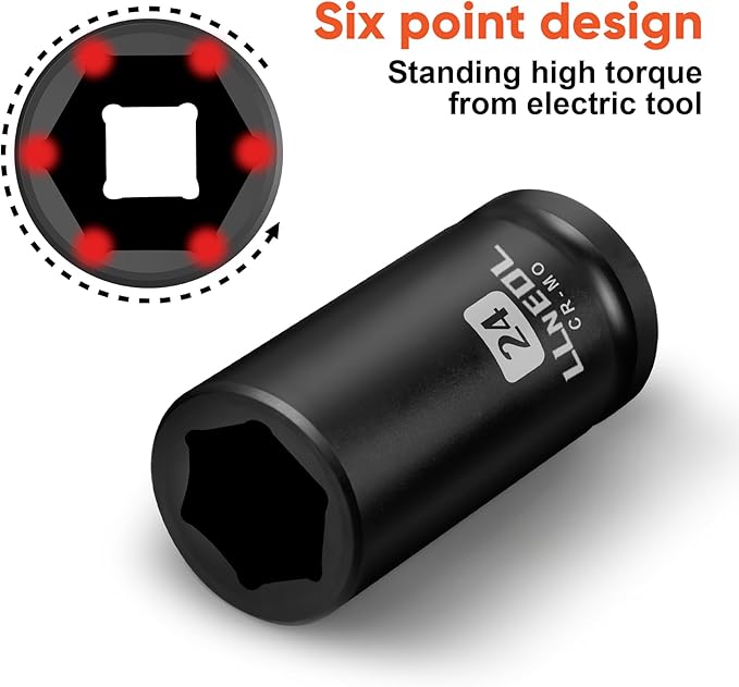 3/4 Inch Drive Socket Set, 12Pcs Impact Deep/Jumbo Sockets, Metric 21mm to 38mm, 6-Point CR-MO Heavy-Duty Big Socket Set for Large Vehicle & Equipment Maintenance