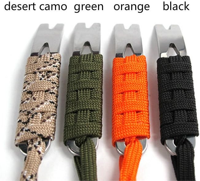 SZHOWORLD® 4PCS Manual Paracord System of Multi-Purpose Stainless Steel Mini Pry Bar, Scraper and Bobbin Winder Set, EDC Pocket Keychain Tools (4PC Pry Bar with Paracord)