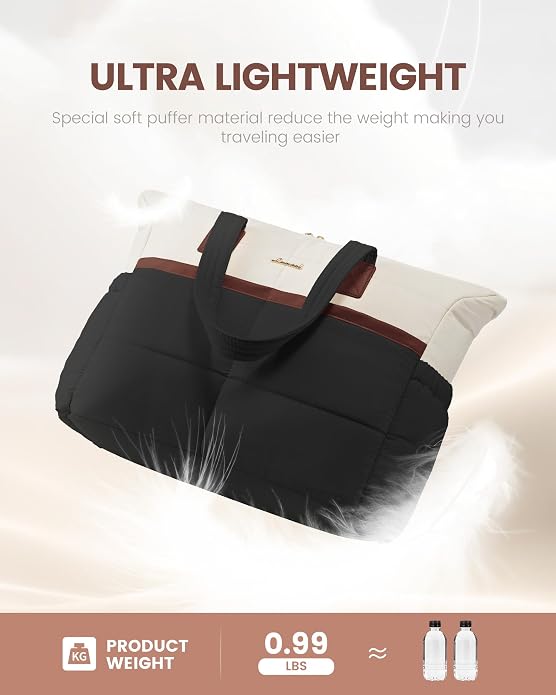 LOVEVOOK Tote Bag for Women,Light Puffer Tote Bag with Multi-pockets,Stylish Carry on Laptop Bags for Daily,Travel,Work,Gym