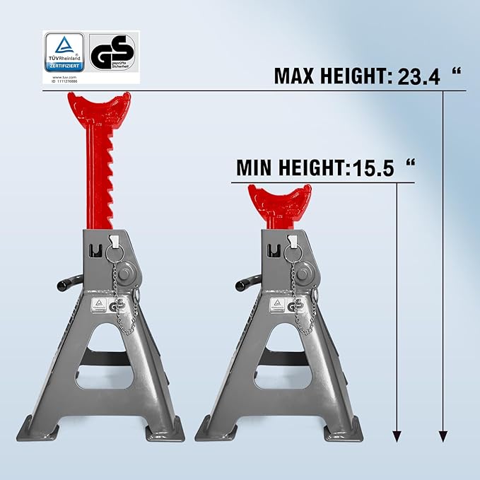 Car Jack Stands 6 Ton with Double Locking and Large Foot Base for Lifting Cars,SUVS,MPVS, Heavy Duty Steel, 13000 lb Capacity, 1 Pair