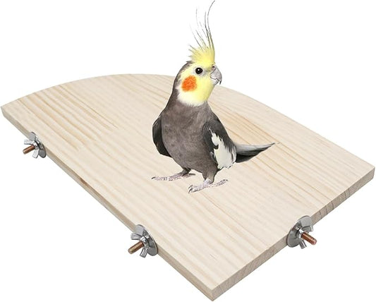 Bird Perch Stand Platform, 15.7 × 10.2 Inch Large Natural Wooden Small Animals Cage Shelf, Cage Accessories for Parrots Parakeets Cockatiels Rats Hamster Guinea Pig Conure Chinchillas