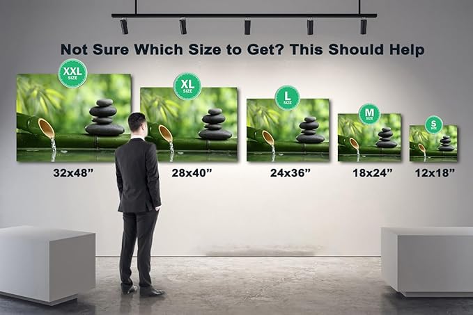 GUTTATY Zen Wall Art Decor, Modern Bathroom Zen Decor Wall Art, Canvas Wall Art for SPA Zen Room Decor, Green Bamboo and Pebble Relaxing Zen Art Prints for Office & SPA Wall Decor 18x24 Inches